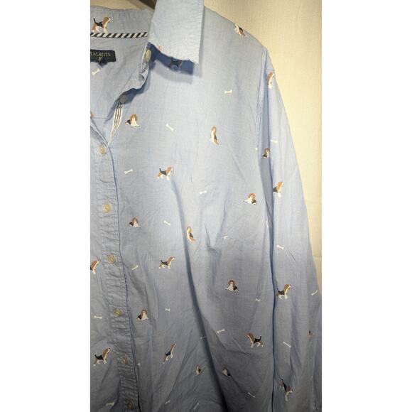 Talbots Fetching Beagle Dog Print Button Down Classic Cotton Shirt 3X End On End - Picture 4 of 7